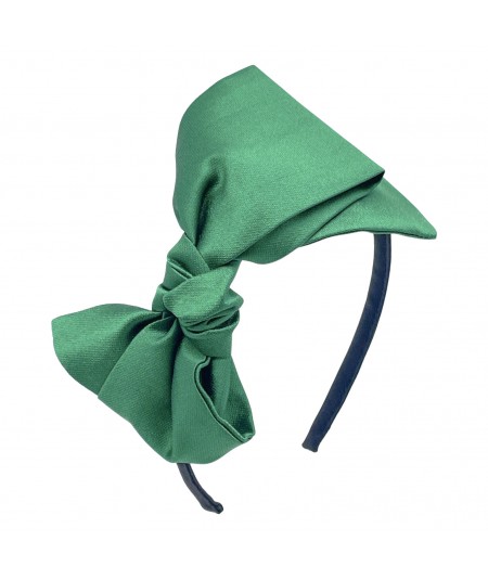 Emerald Taffeta Bow Headband