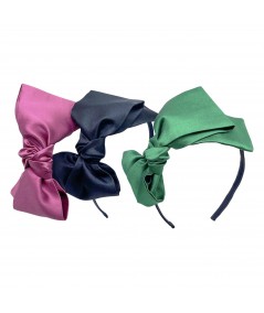 Fuchsia - Dark Navy - Emerald Taffeta Bow Headband