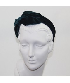 Teal Velvet Headband with Loop Bow at Side 