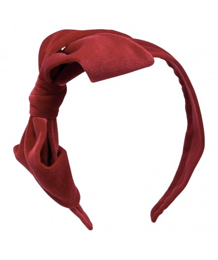 Red Velvet Headband with Loop Bow at Side