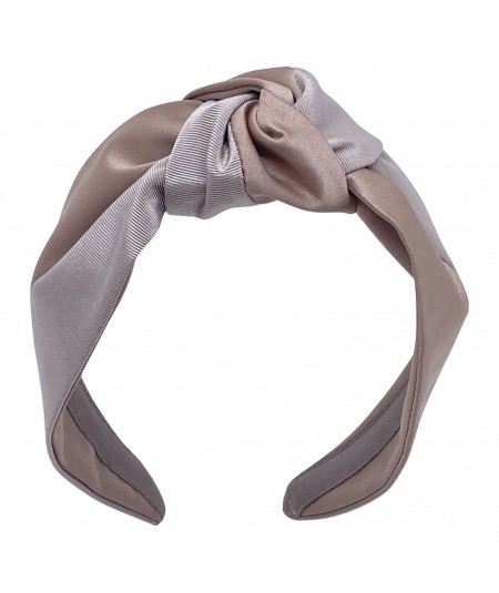 Sultry Beige Satin and Cocoa Grosgrain Sweetheart Headband