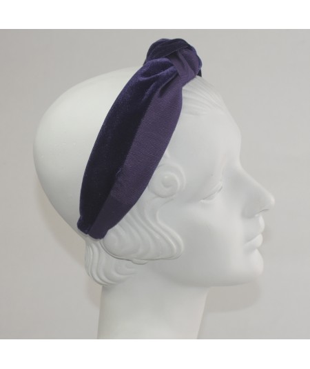 Purple Bengaline with Plum Velvet Center Turban Headband