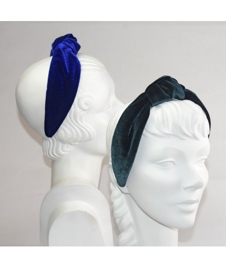 Roya Teal Velvet Harlow Turban Headband