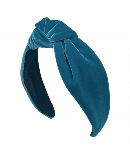 Deep Turquoise Velvet Center Turban Headband