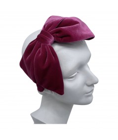 Raspberry Velvet Large Bow Headpiece