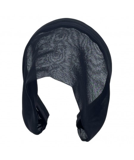 Black Extra Wide Draped Silk Chiffon Headband
