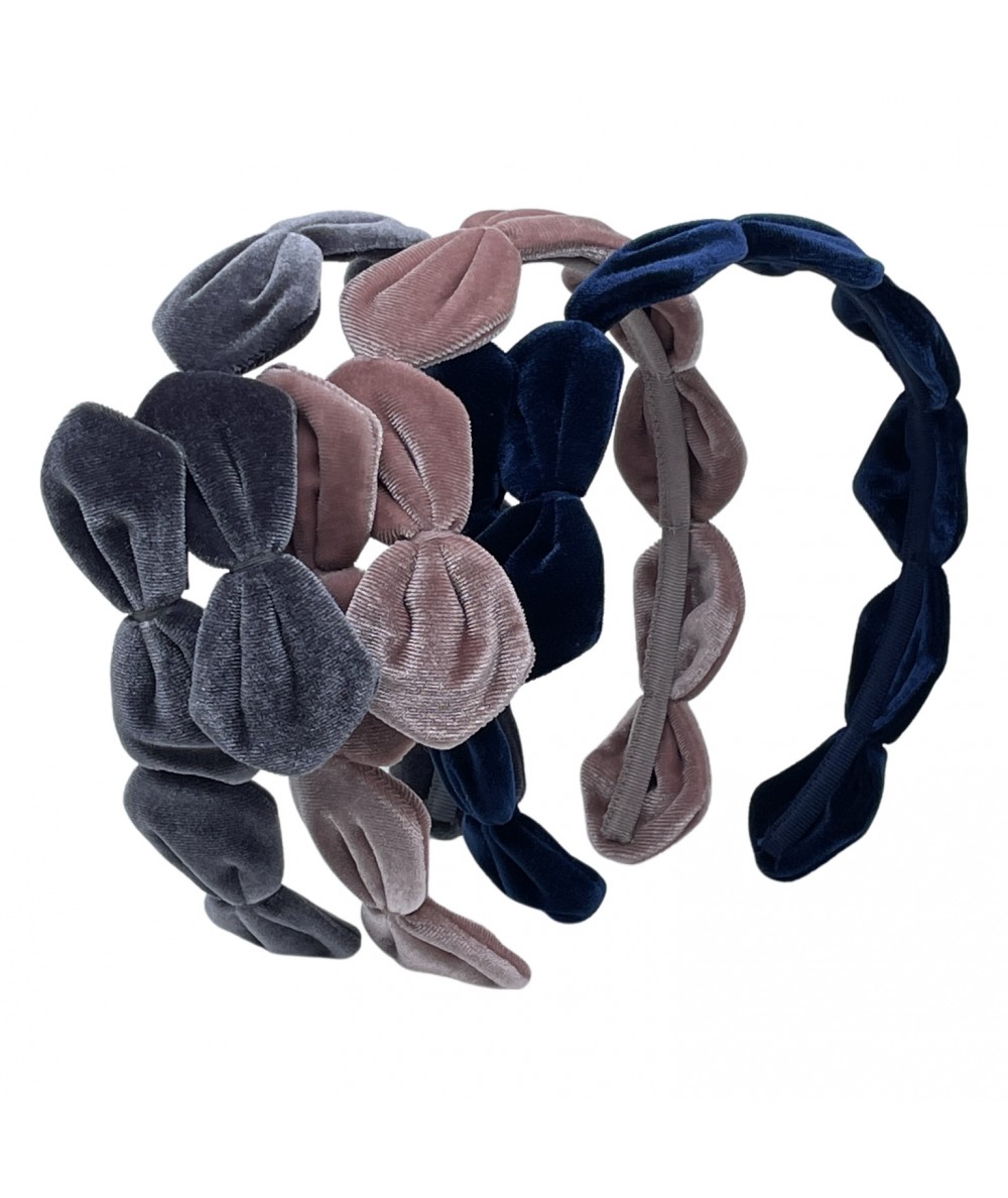 Grey - Blush - Navy  velvet bow headband