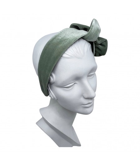 Celedon Velvet Swirl Turban Headband