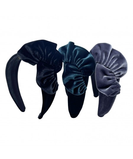 Black - Teal - Grey Velvet Swirl Turban Headband