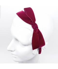 Beauty Pink Velvet Side Bow Headband