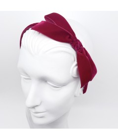 Beauty Pink Velvet Side Bow Headband
