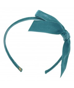Petrol Velvet Side Bow Headband