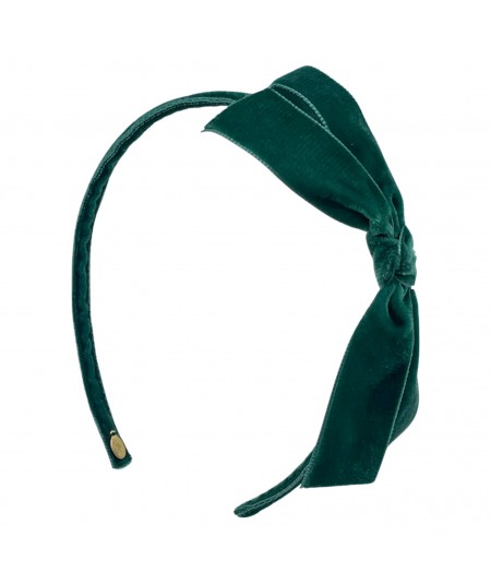 Bottle Green Velvet Side Bow Headband