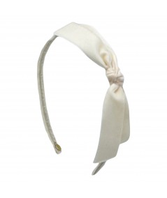 Eggshell Velvet Side Bow Headband
