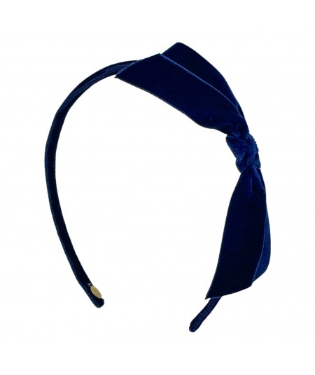 Navy Velvet Side Bow Headband