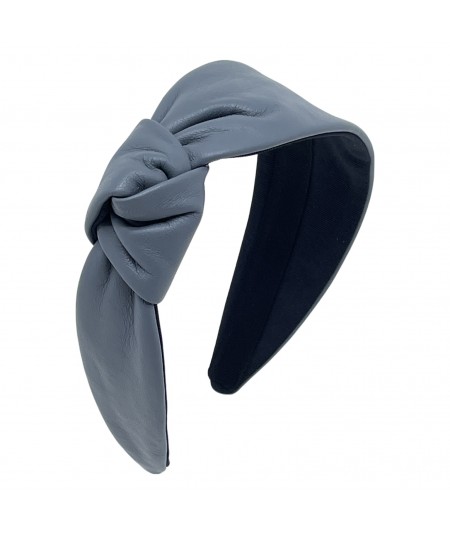 Grey Leather Margot Headband with Side Knot