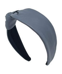 Grey Leather Margot Headband with Side Knot