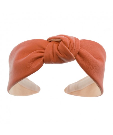 Coral Leather Center Knot Turban