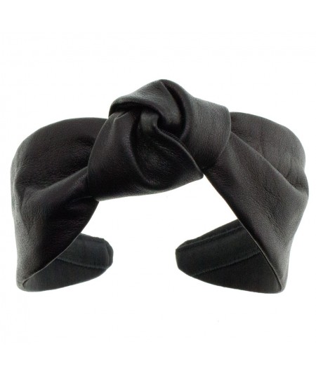 Black Leather Center Knot Turban