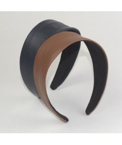 Black - English Tan Leather Wide Headband