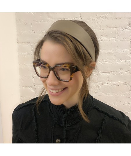 Taupe Leather Wide Headband worn by Mariah Grumet