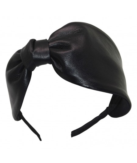 Black Leather Audrey Headband