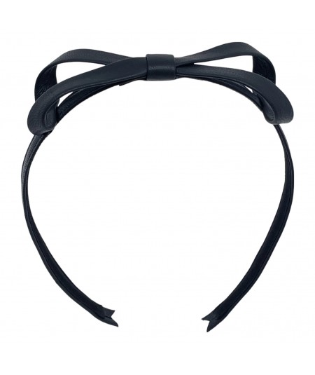 Black Leather Bow Headband