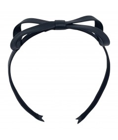 Black Leather Bow Headband