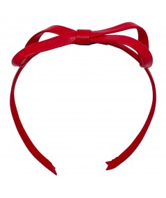 Warm Red Leather Bow Headband