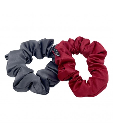 Charcoal - Rouge Satin Scrunchies
