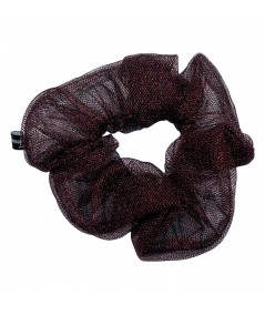 Red Metallic Tulle Wide Scrunchie