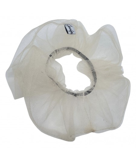 Ivory Tulle Wide Scrunchie