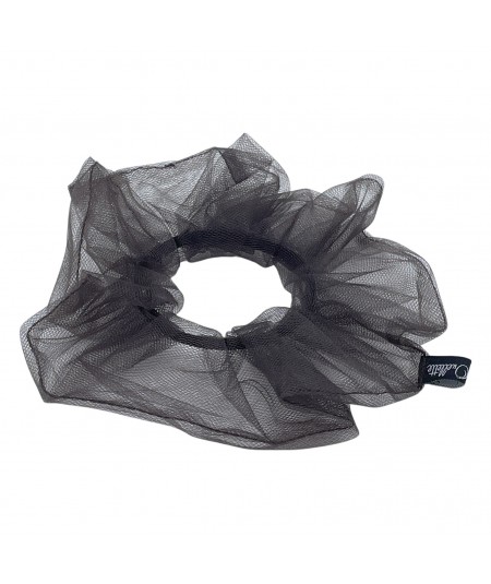 Brown Tulle Wide Scrunchie