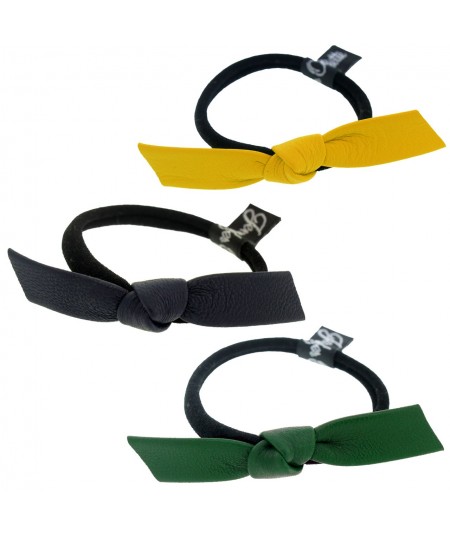 Yellow Gold - Black - Kelly Green Leather Ponytail Holder by Jennifer Ouellette