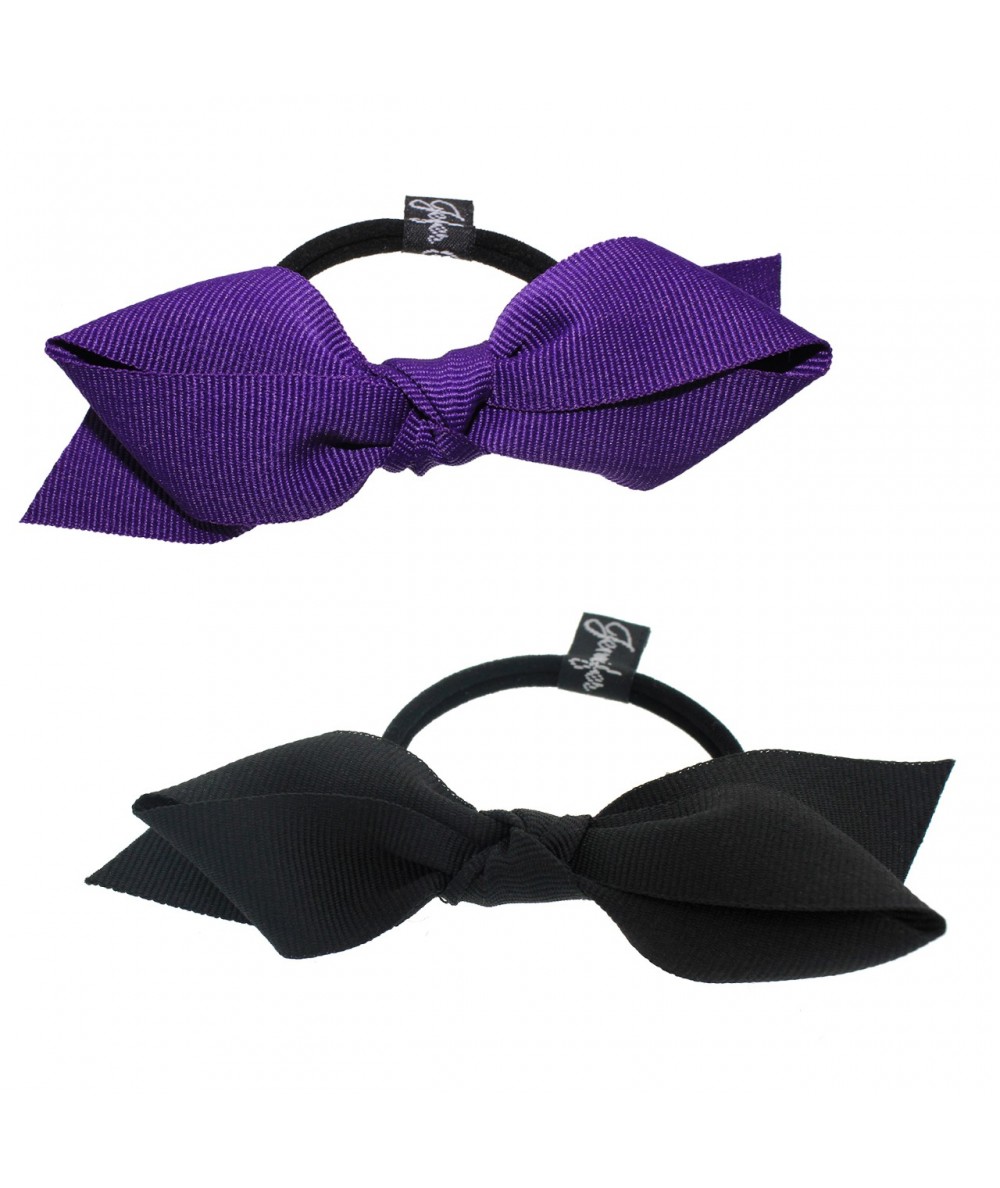 Purple - Black Grosgrain Bow Pony or Bracelet