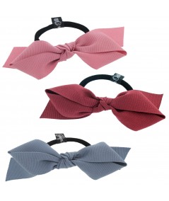 Pink - Ruby - Country Blue Grosgrain Bow Pony or Bracelet