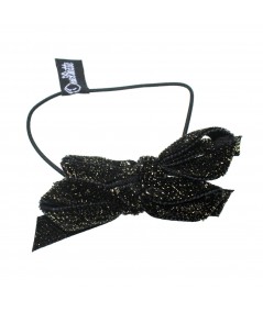 Black Velvet Sparkle Double Bow Hair Elastic & Bracelet