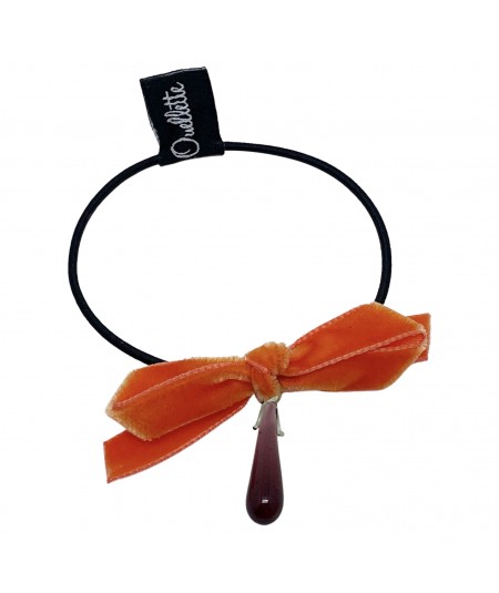 Orange Bow with Eggplant Hair Elastic