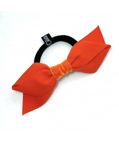 Orange Grosgrain Bow with Capucine Velvet Accent Hair Tie