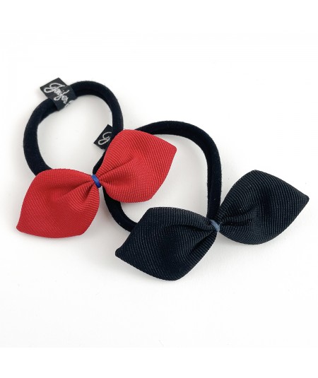 Red with Royal - Black with Pigeon Grosgrain Kiss Hair Elastic