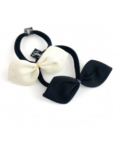 Cream with Yellow - Black with Pigeon Grosgrain Kiss Hair Elastic