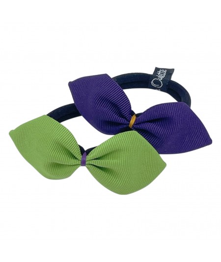 Lime with Purple - Purple with Gold Grosgrain Kiss Hair Elastic