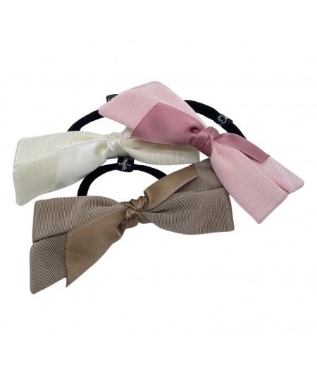 Faille Bow with Satin Knot Ponytail Holder