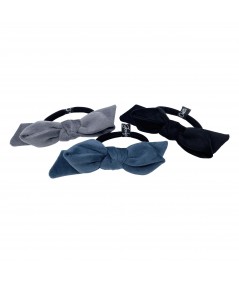 Grey - Black - Paris Blue bow ponytail holder