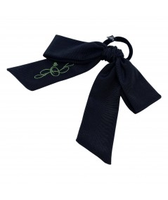 Black bengaline bow with green infinity stamp