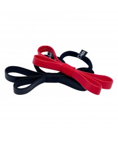 Black - Warm Red Leather Bow Ponytail Holder