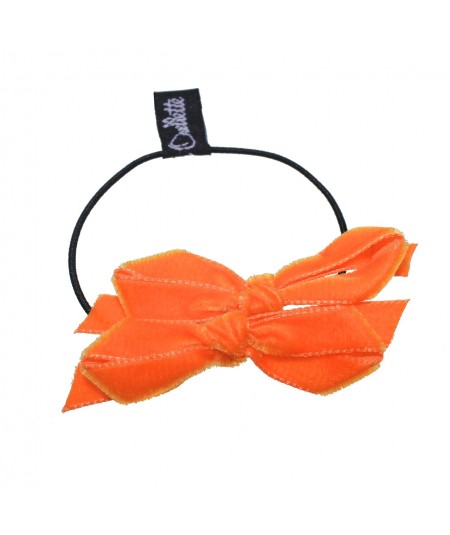Orange Double bow velvet hair tie & bracelet