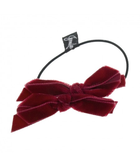 Dark Red Double bow velvet hair tie & bracelet