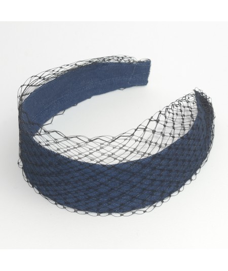 Medium Blue Denim with Black Veiling Headband