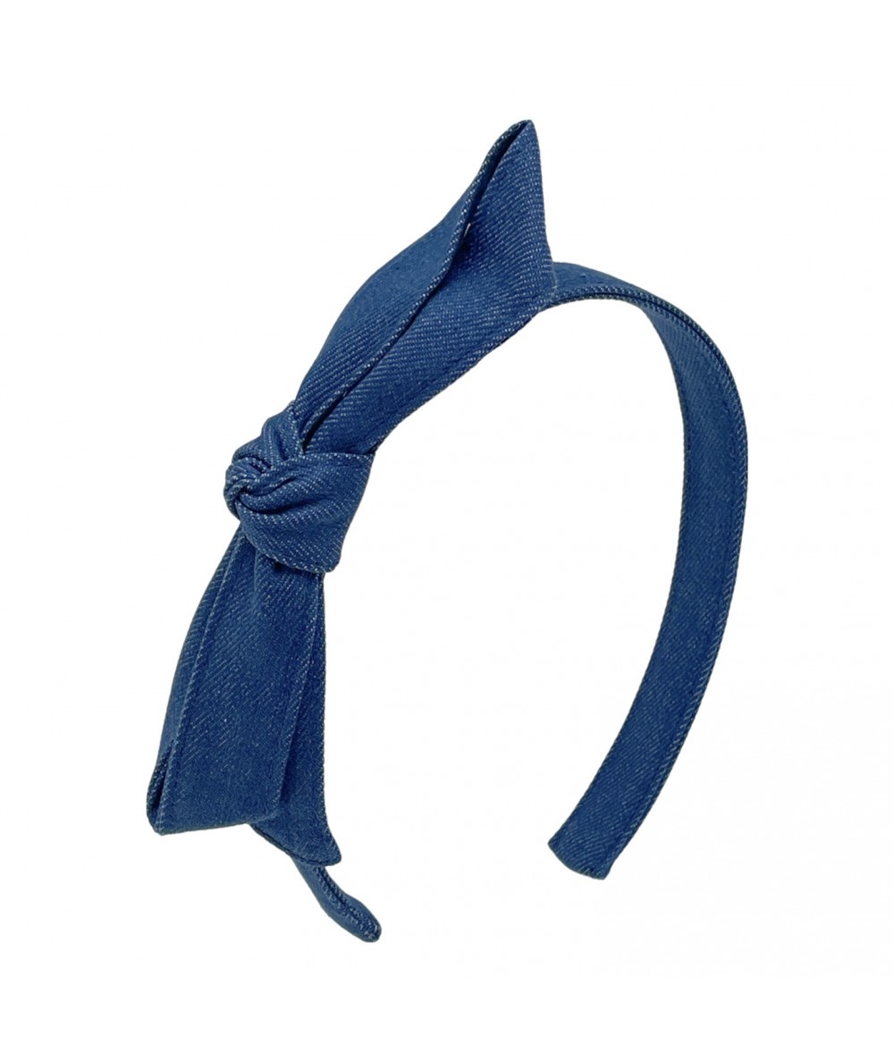 Medium Blue Denim Bow Headband